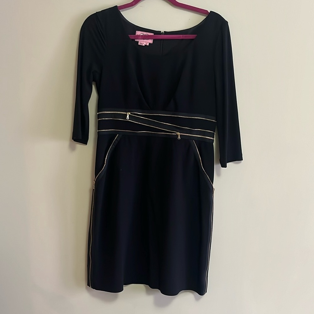 Black dress with gold zippers